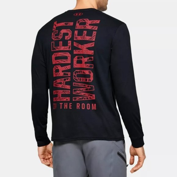 Project Rock Hardest Worker Long Sleeve Shirt Mens 1351599 001 - Picture 2 of 3